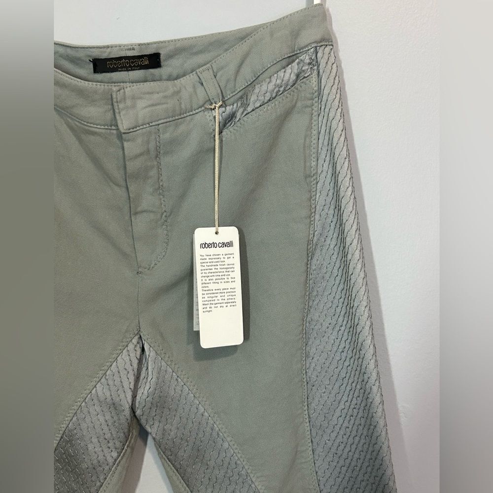 Roberto Cavalli cropped Riding Pants Satin detail Steel Size S $875 - Picture 2 of 15